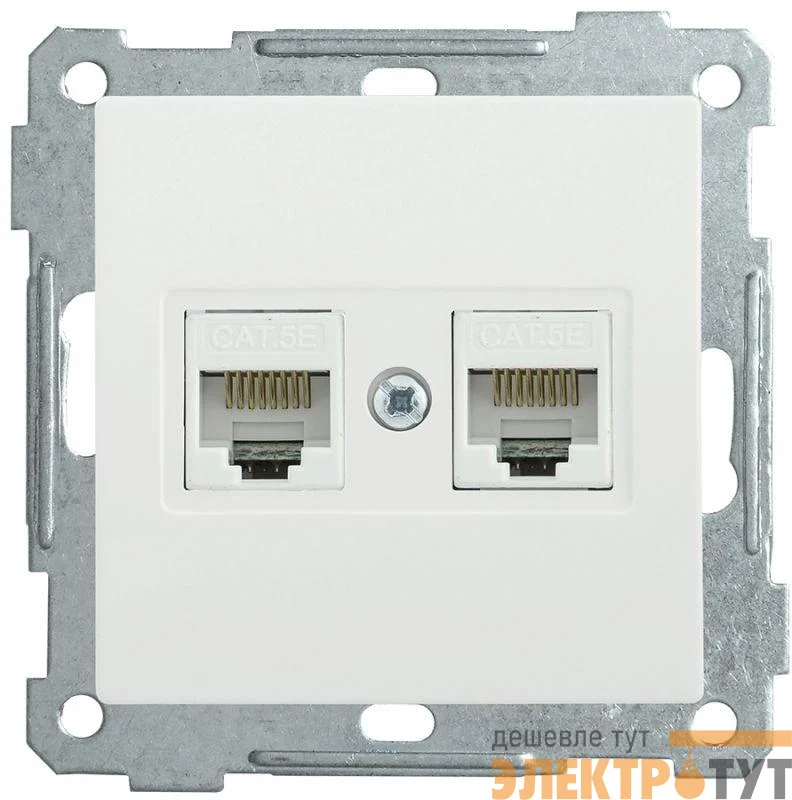 Механизм розетки комп. 2-м СП BOLERO РК10-2-Б RJ45 Cat5e бел. IEK EKB25-K01