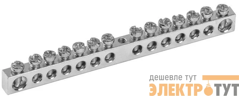 Шина PEN "земля-ноль" 6х9мм 14/1 Ni (14групп/крепеж по центру) IEK YNN10-14-100-N