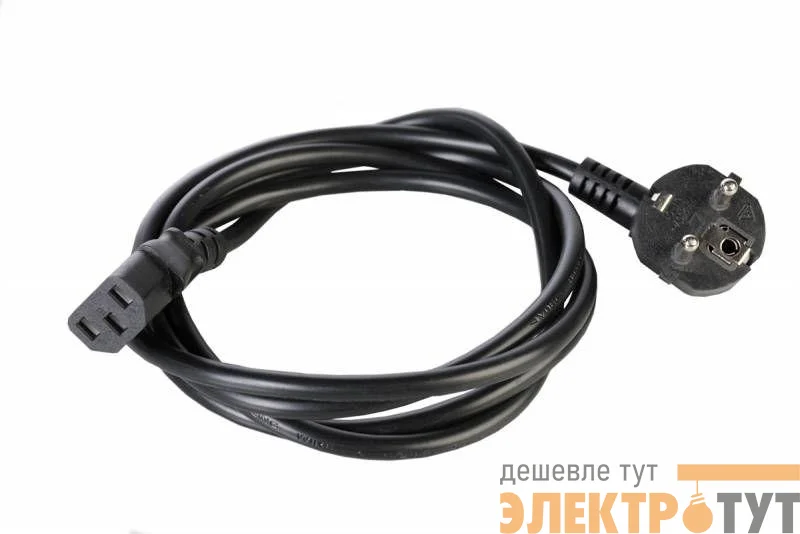 Шнур питания R-10-Cord-C13-S-3 C13-Schuko проводник. 3х1кв.мм 3м 220В 10А черн. Rem 892855