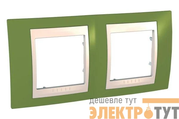 Рамка 2-м Unica Хамелеон горизонт. фисташковая/беж. SchE MGU6.004.566