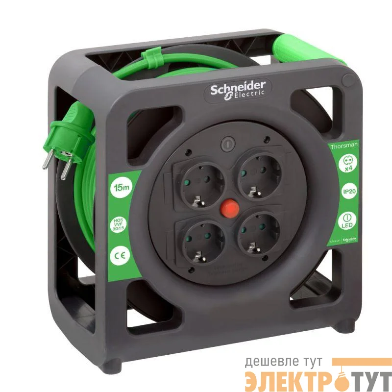 Удлинитель катушечный Thorsman 4х15м 3х1.5 IP20 SchE IMT33137