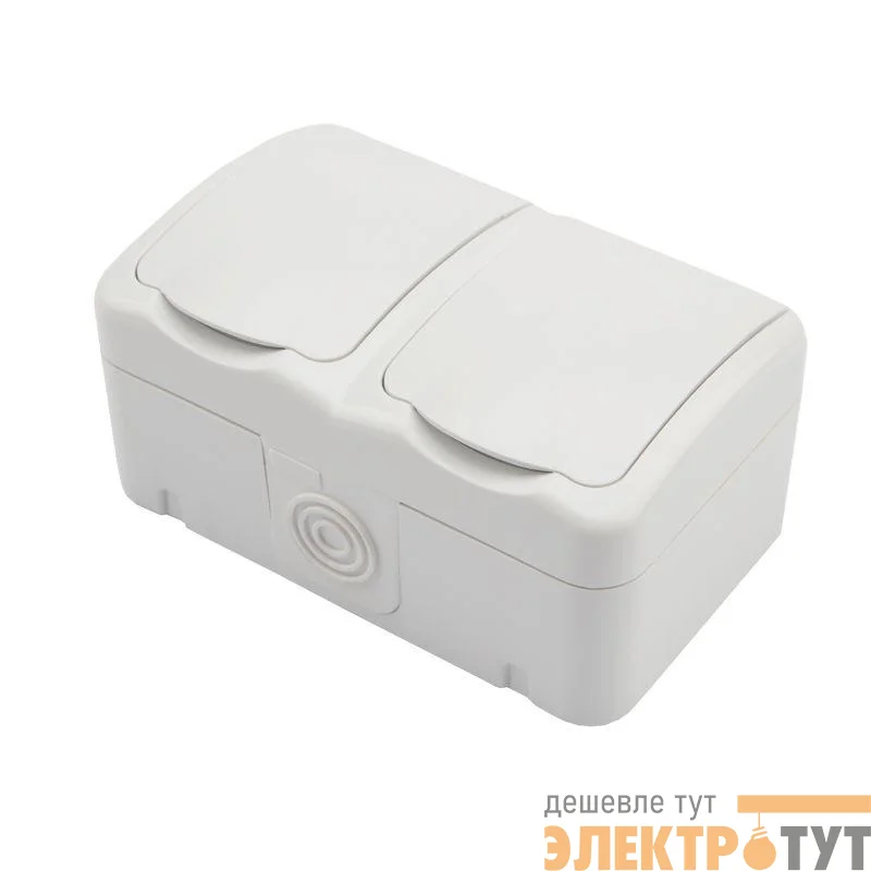 Блок ОП 2 розетки горизонт. Mini OG с заземл. IP54 бел. Kranz KR-78-0606