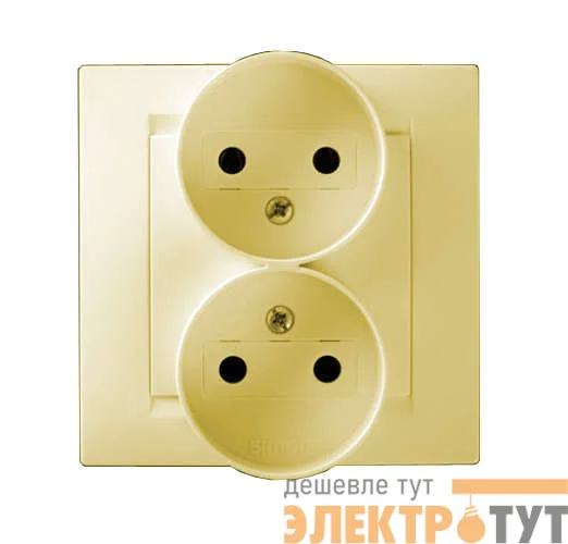 Розетка 2-м СП Simon15 16А IP20 без заземл. сл. кость Simon 1590457-031