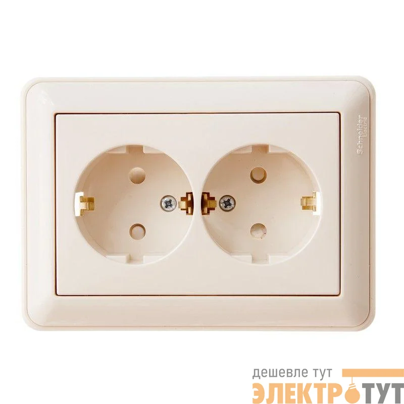 Розетка 2-м СП W59 16А IP20 с заземл. защ. шторки в сборе сл. кость SE RS16-255-28