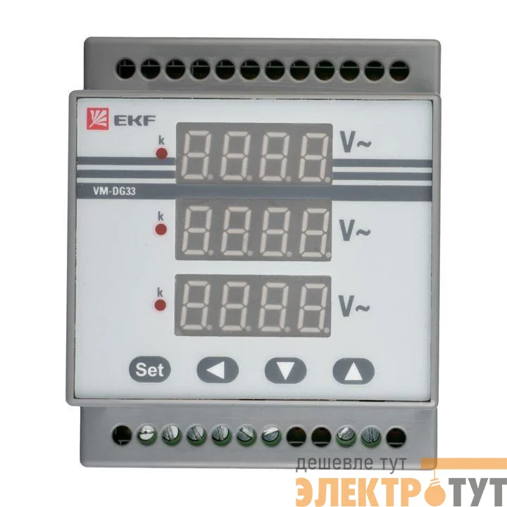 Вольтметр цифровой VD-G33 на DIN-рейку трехфазный EKF vd-g33