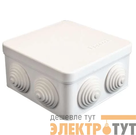 Коробка распределительная ОП 105х105х56мм IP54 7 выходов 4 гермоввода крышка защелкивающаяся бел. Epplast 100011