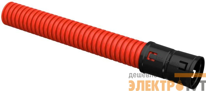 Труба гофрированная двустенная ПНД гибкая d40мм с муфтой красн. (уп.50м) IEK CTG12-040-K04-050-R
