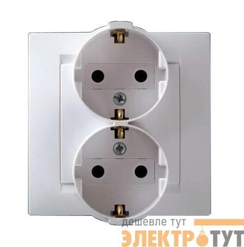 Розетка 2-м СП Simon15 16А IP20 250В с заземл. винт. клеммы бел. Simon 1590459-030