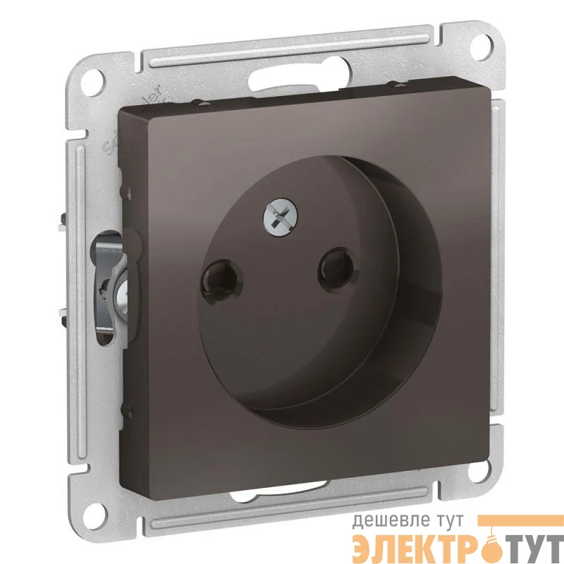 Механизм розетки 1-м СП AtlasDesign 16А IP20 без заземл. защ. шторки мокко SchE ATN000649