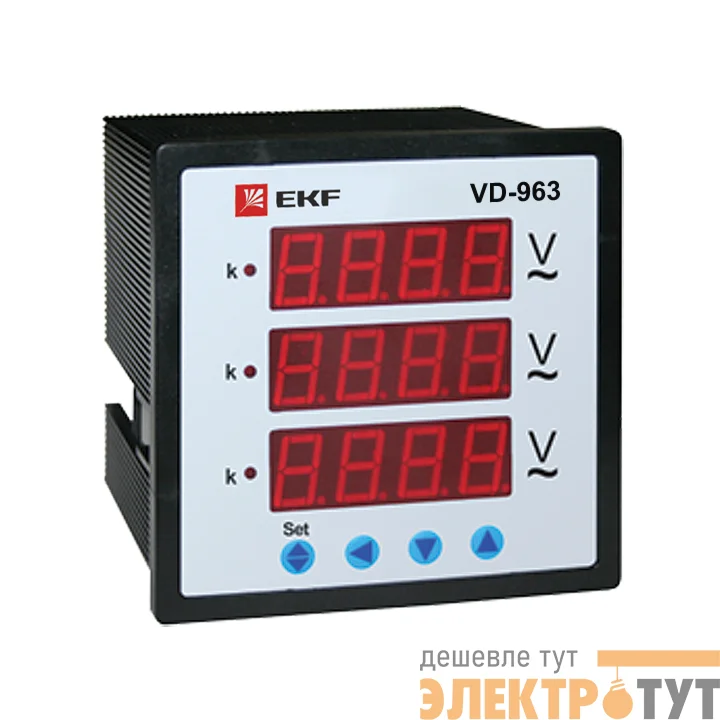 Вольтметр цифровой VD-963 на панель 96х96 трехфазный EKF vd-963