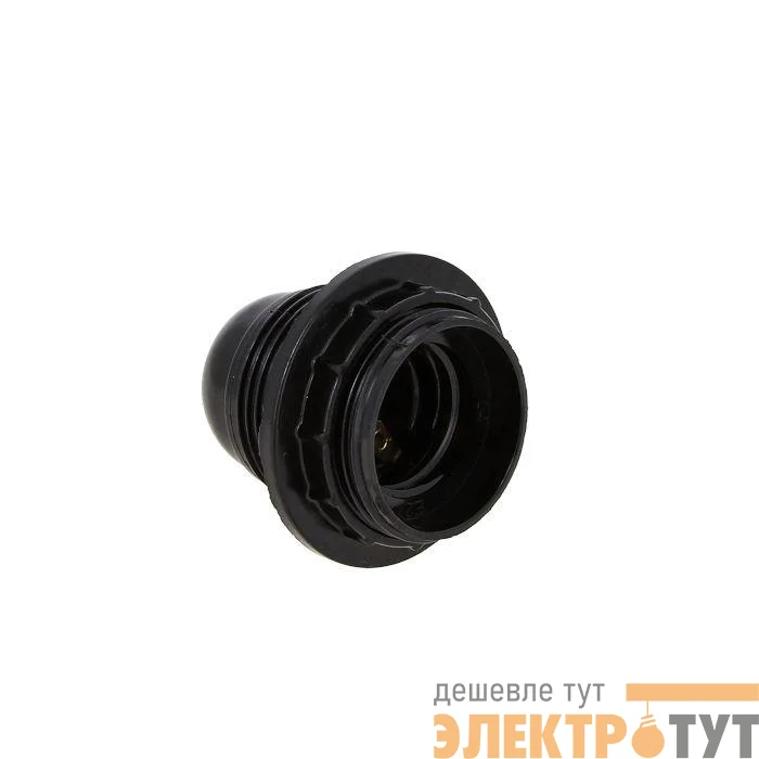 Патрон карболитовый с кольцом без наклейки E27 черн. EKF LHC-E27-r