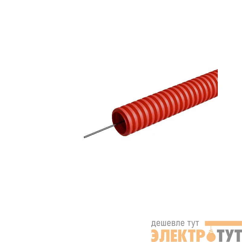Труба гофрированная ПНД легкая d25мм с протяжкой безгалоген. трудногорючая (HFFRLS) KM-FRTG-25 (уп.50м) КМ LO62320