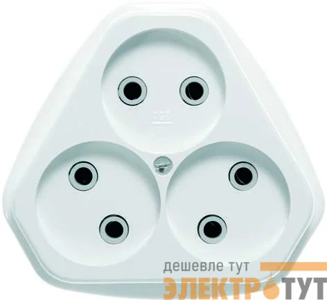 Розетка 3-м СП РС10-394 10А IP20 бел. Кунцево 5928