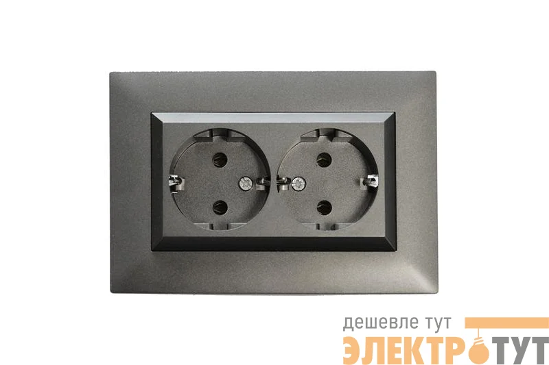 Розетка 2-я Karea RIZZ STAR с заземл. дым. металлик Makel 88050082