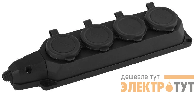 Колодка удлинителя 4-м с заземл. 16А IP44 K-4e-B-IP44 каучук черн. Эра Б0044546