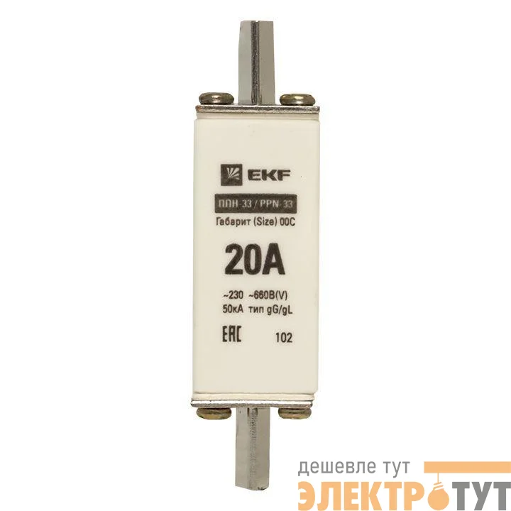 Вставка плавкая ППН-33 100/20А габарит 00C PROxima EKF fus-33/100/20