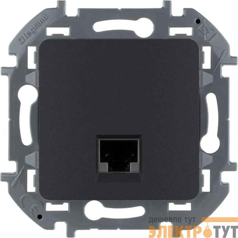 Розетка информационная RJ45 Inspiria CAT.6 UTP антрацит Leg 673833