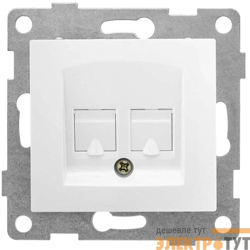 Розетка компьютерная + телефонная 2-м СП Bravo RJ45 + RJ12 механизм бел. GUSI С10КТ-001