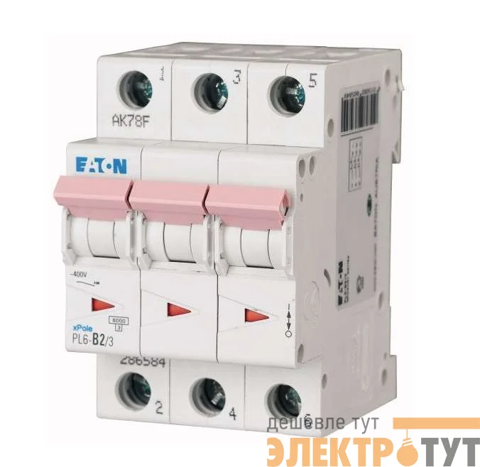 Выключатель автоматический модульный 3п C 16А 6кА PL6-C16/3 EATON 286601