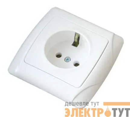 Розетка 1-м СП Маргарита 16А IP20 с заземл. бел. UNIVersal М0028