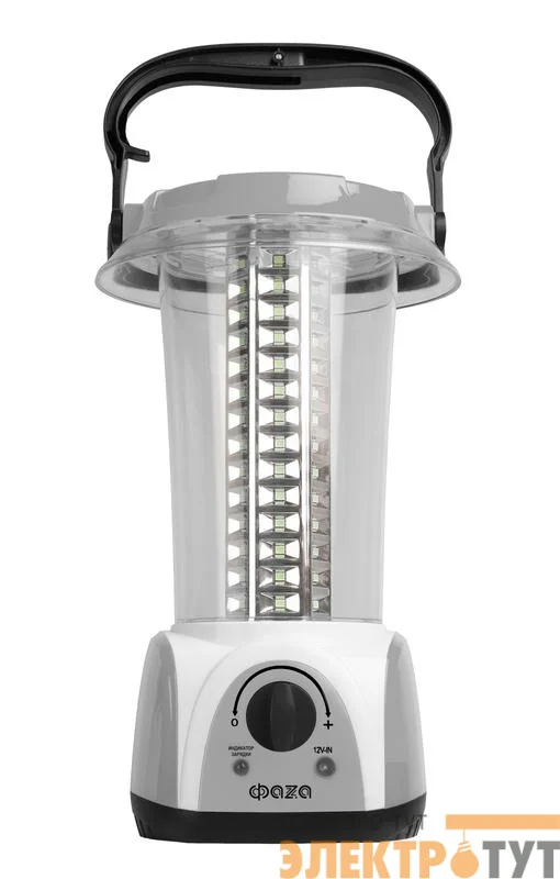 Фонарь кемпинговый AccuF5-L84-gy 84х0.5Вт SMD 20-450лм 4В 1.6А.ч  IP20 кемпинговый диммер ручка вращающаяся на 180град. сер. ФАZА 5034372