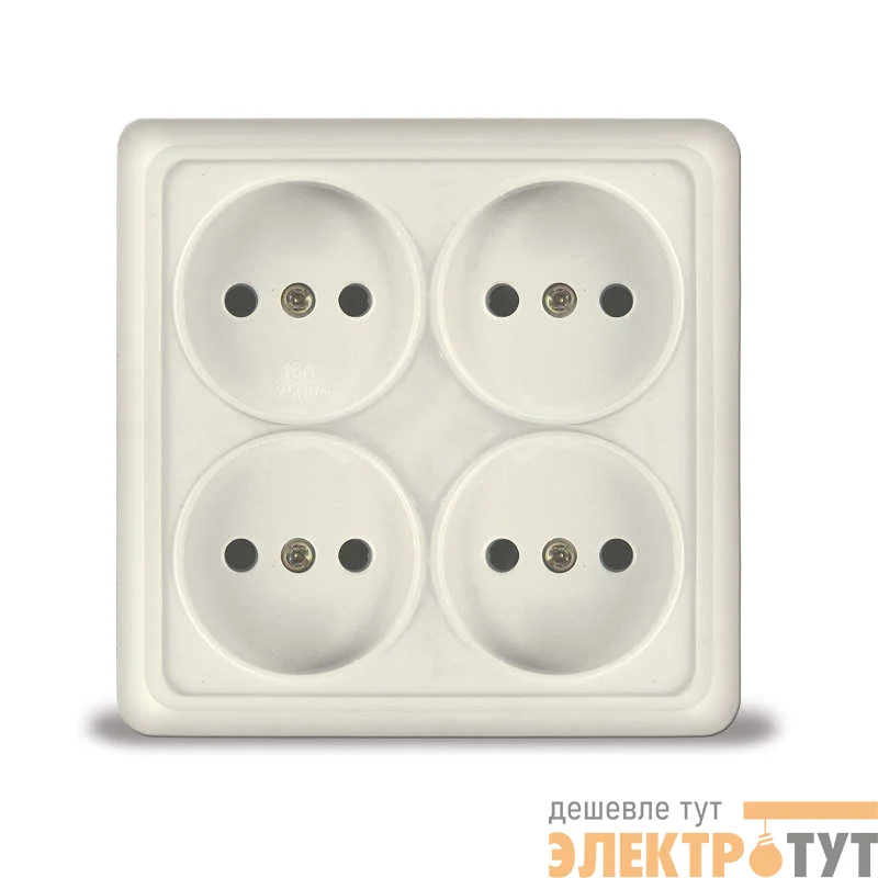 Розетка 4-м ОП Олимп 16А IP20 квадрат. без заземл. сл. кость UNIVersal 1170