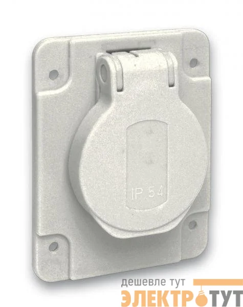 Розетка силовая 10/16А 65х85мм винты сбоку IP54 сер. SchE PKS62G
