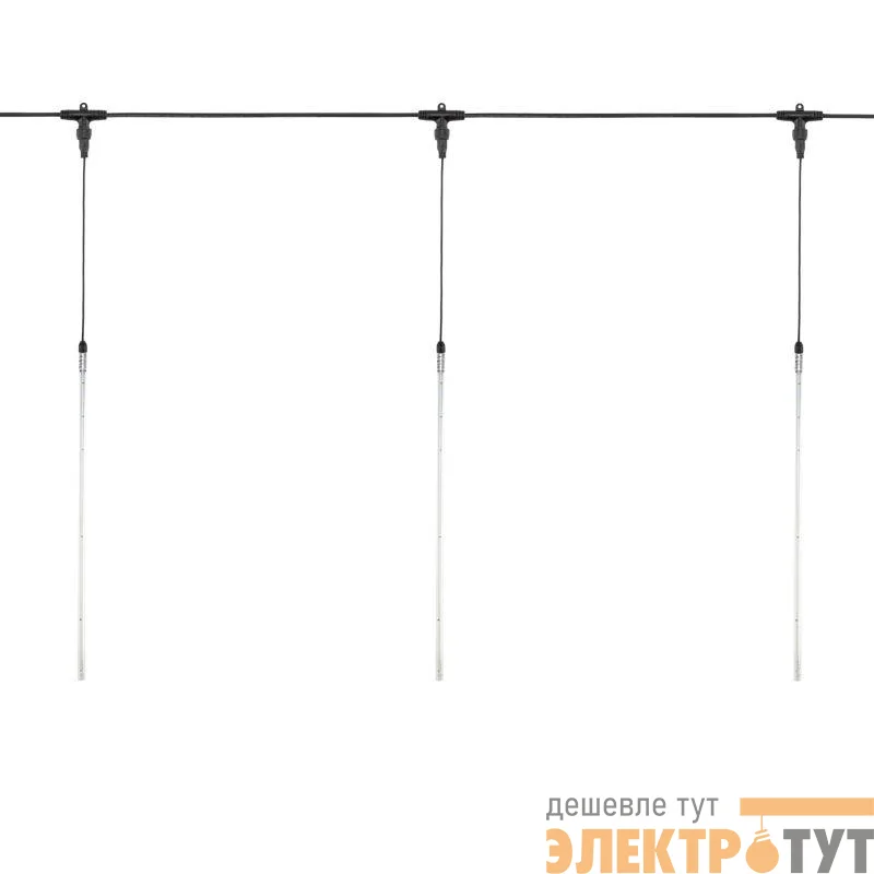 Гирлянда светодиодная "Тающие сосульки" 10шт х 50см шаг 100см 600LED тепл. бел. 24В провод каучук черн. соединяется Neon-Night 256-427
