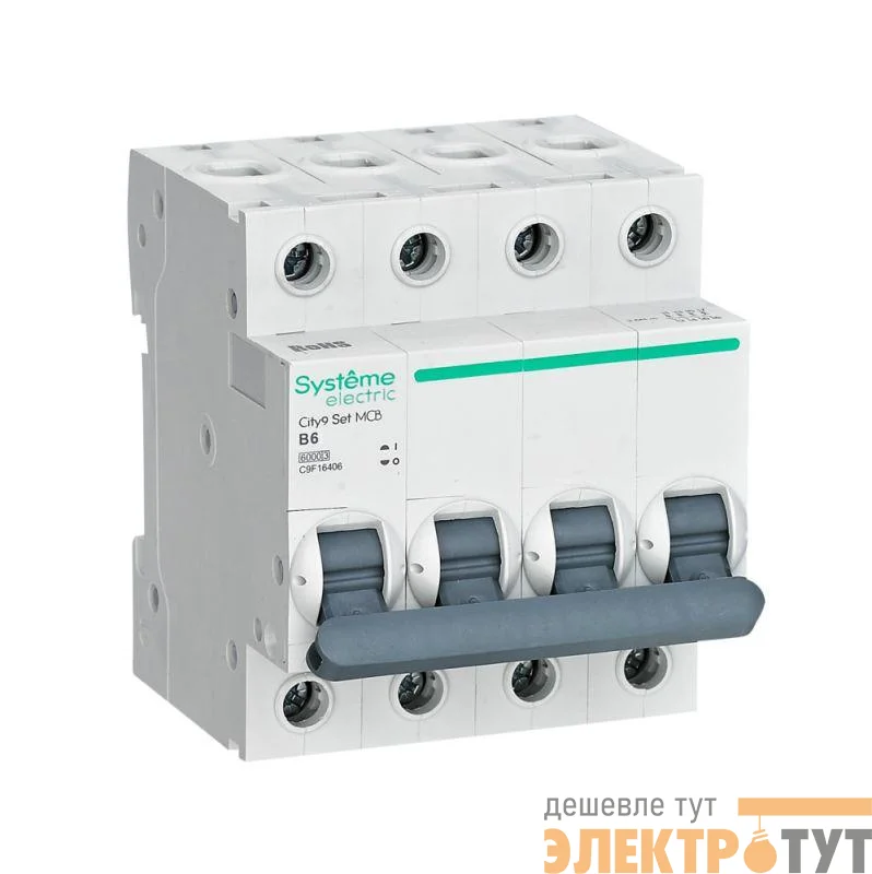 Выключатель автоматический 4п City9 Set (АВ) B 6А 6кА 400В SE C9F16406