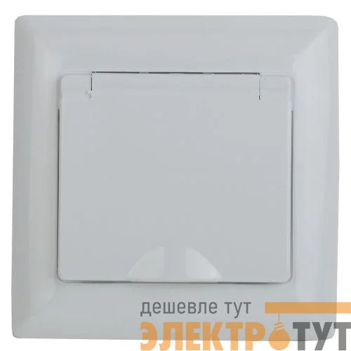 Розетка 1-м СП Solo 4-203-01 16А 250В IP20 2P+E Schuko с заземл. защ. крышка бел. Intro Б0053657