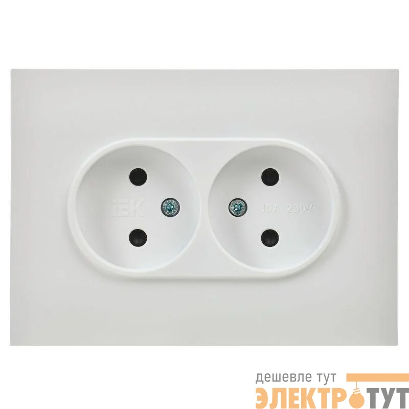Розетка 2-м SKANDY 10А без заземл. защ. шторки в сборе SK-R09W арктич. бел. IEK SK-R23-10-K01-F