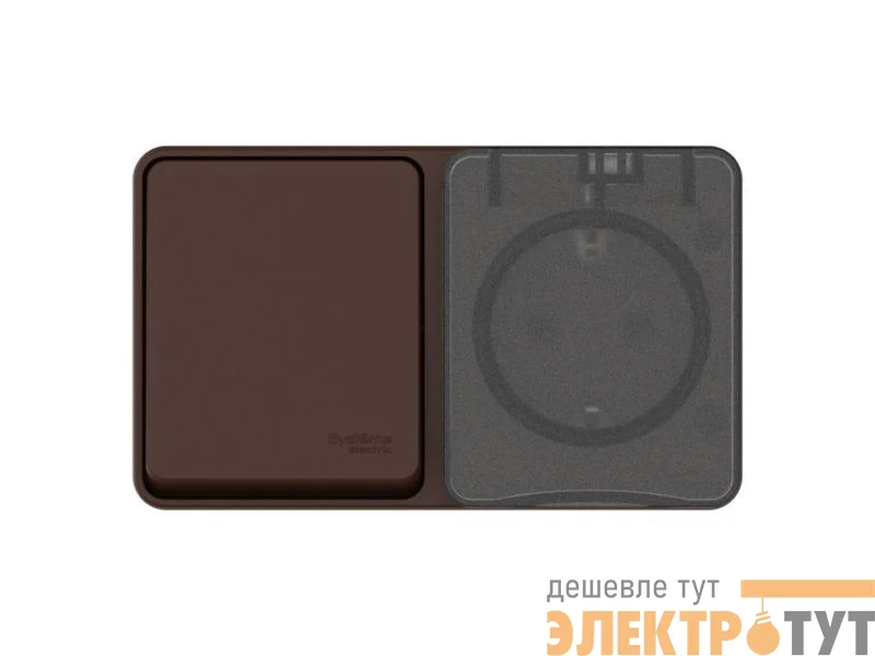 Блок ОП AtlasDesign PROFI IP54 (розетка 1-м 16А заземл. защ. шторки + 1-кл. выключатель 10А) корич. SE ATN546070