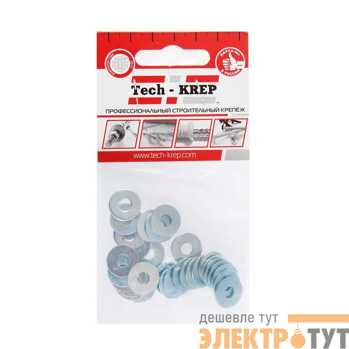 Шайба кузовная M5 цинк. DIN 9021 (уп.30шт) пакет Tech-Krep 103036