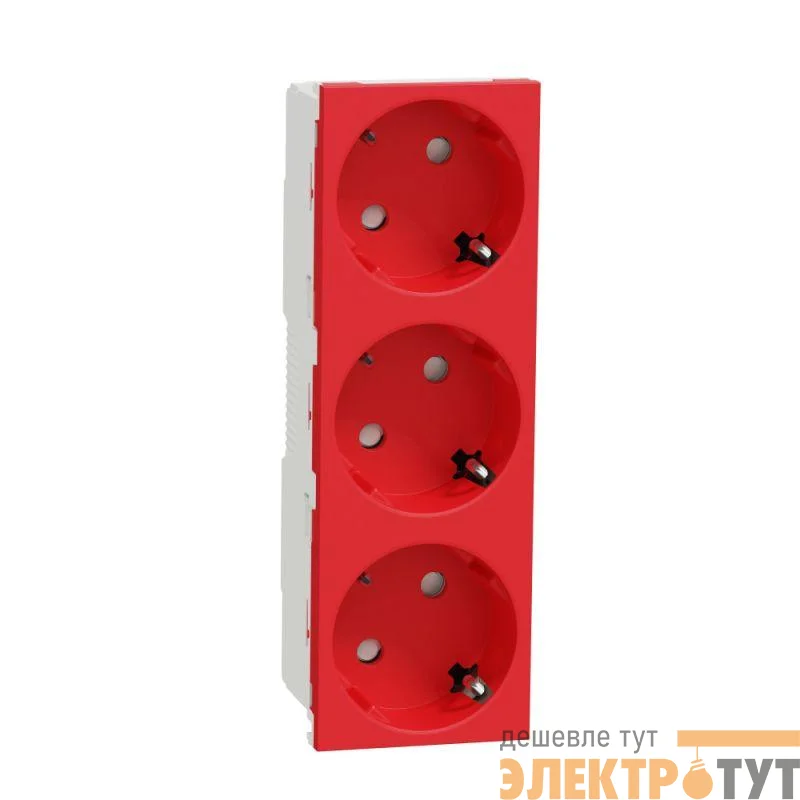 Розетка Unica Modular 45град. 2х2P+E защ. шторки безвинт. клеммы красн. SchE NU307603