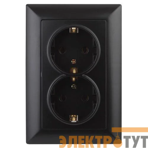 Розетка 2-м СП Solo 4-205-05 16А 250В IP20 2х2P+E Schuko с заземл. антрацит Intro Б0053677