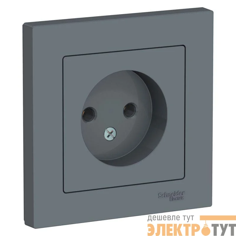 Розетка 1-м СП AtlasDesign 16А IP20 без заземл. в сборе грифель SchE ATN000740