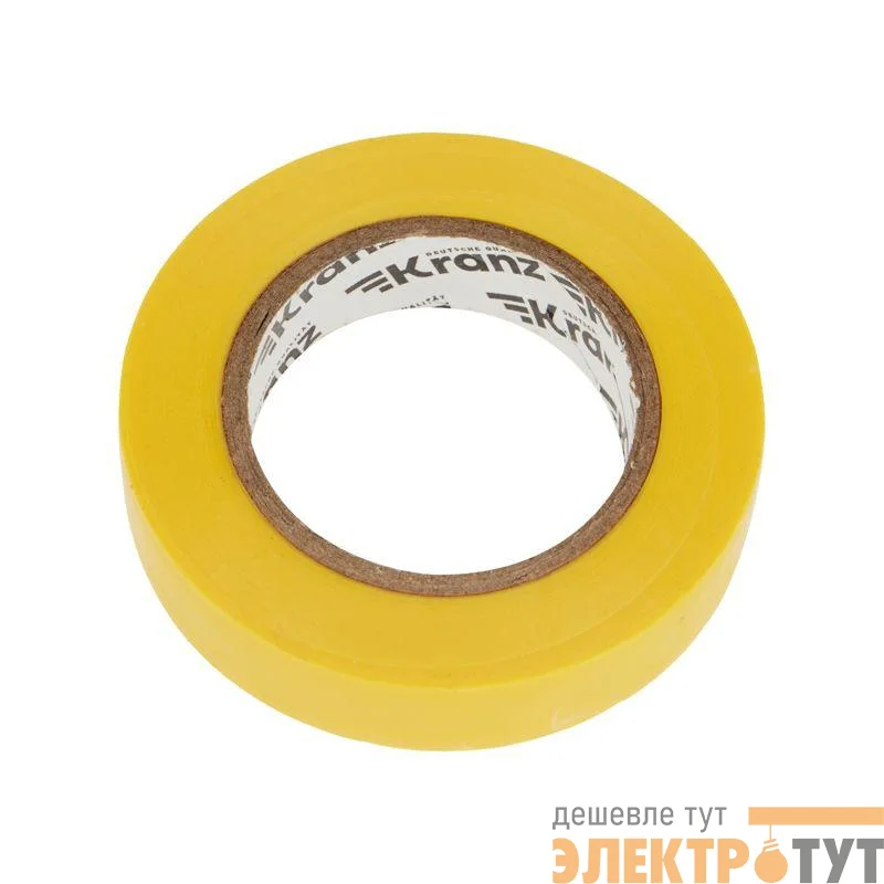 Изолента ПВХ 0.13х15мм 20м желт. (уп.10шт) Kranz KR-09-2602