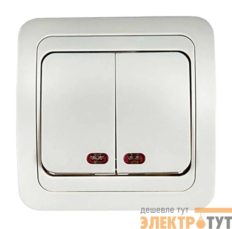 Выключатель 2-кл. СП Classico 2123 10А IP20 с подсветкой бел. ASD / IN HOME 4680005959877