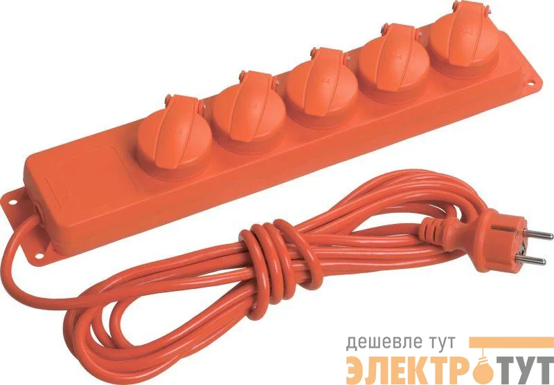 Удлинитель 5х5м с заземл. 16А IP44 У05В 2P+PE 250В 3х1 с защ. крышкой IEK WYP10-16-05-05-44-N