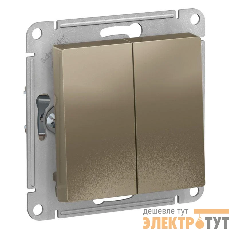 Переключатель проходной 2-кл. СП AtlasDesign 10А IP20 (сх. 6/2) 10AX механизм шампань SE ATN000565