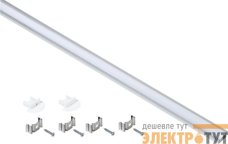 Профиль алюминиевый для LED ленты 2207 встраиваемый трапец. опал (дл.2м) компл. аксессуров IEK LSADD2207-SET1-2-V4-1-08