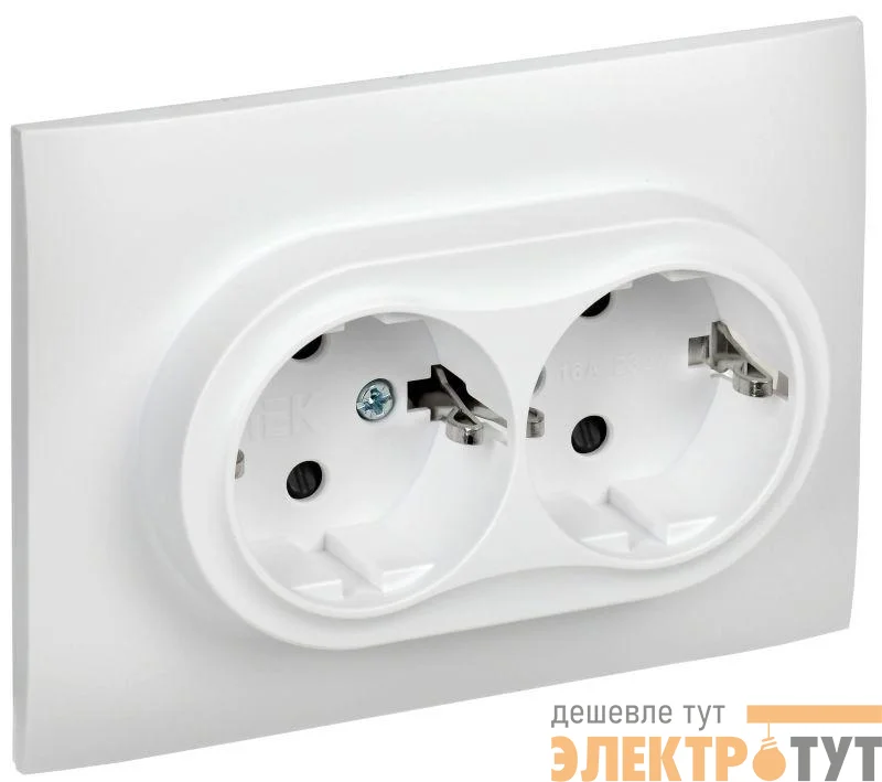 Розетка 2-м SKANDY 16А с заземл. защ. шторки в сборе SK-R07W арктич. бел. IEK SK-R24-16-K01-F