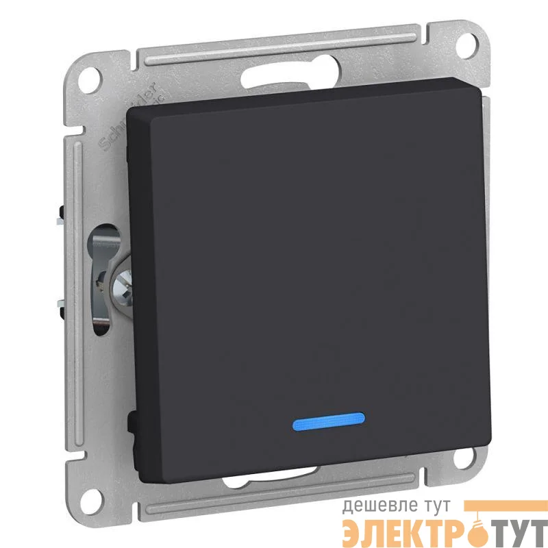 Выключатель 1-кл. СП AtlasDesign 10А IP20 (сх. 1а) 10AX с подсветкой механизм карбон SE ATN001013