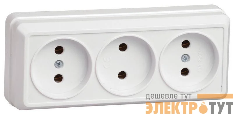 Розетка 3-м ОП Октава 10А IP20 без заземл. бел. GENERICA ERO30-K01-10-DC