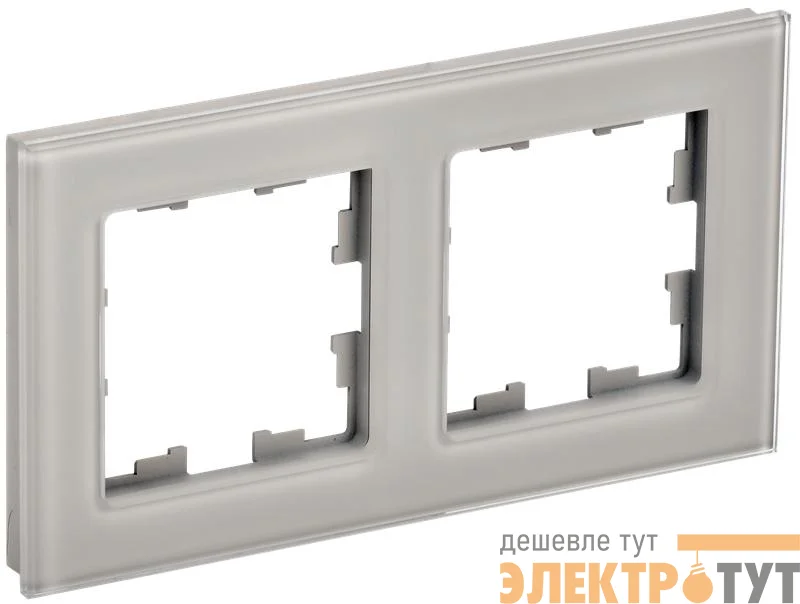 Рамка 2-м BRITE РУ-2-2-БрД стекло дым. IEK BR-M22-G-K30