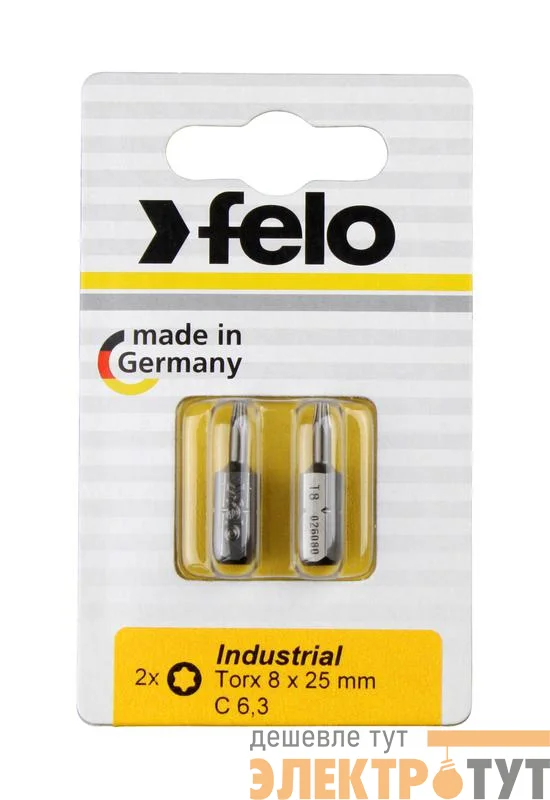 Бита Industrial TX 8х25 на блистере (уп.2шт) FELO 02608036