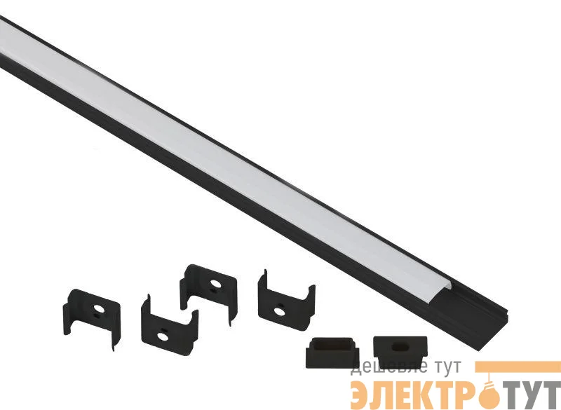 Комплект с накладным анодированным профилем 1506B 15х6мм. 2м САВ262 черн. Эра Б0062817