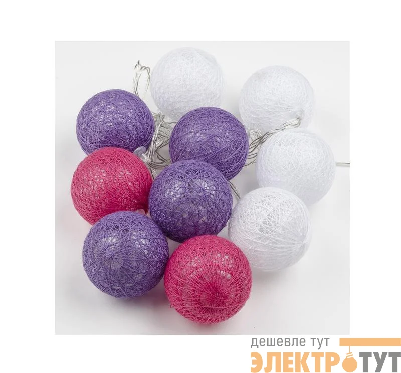 Гирлянда LED "Клубки" ULD-S0200-010/STB/2AA WHITE IP20 TANGLES на батарейках 2AA (не в/к) 2м 10 диодов бел. свет Uniel UL-00007341