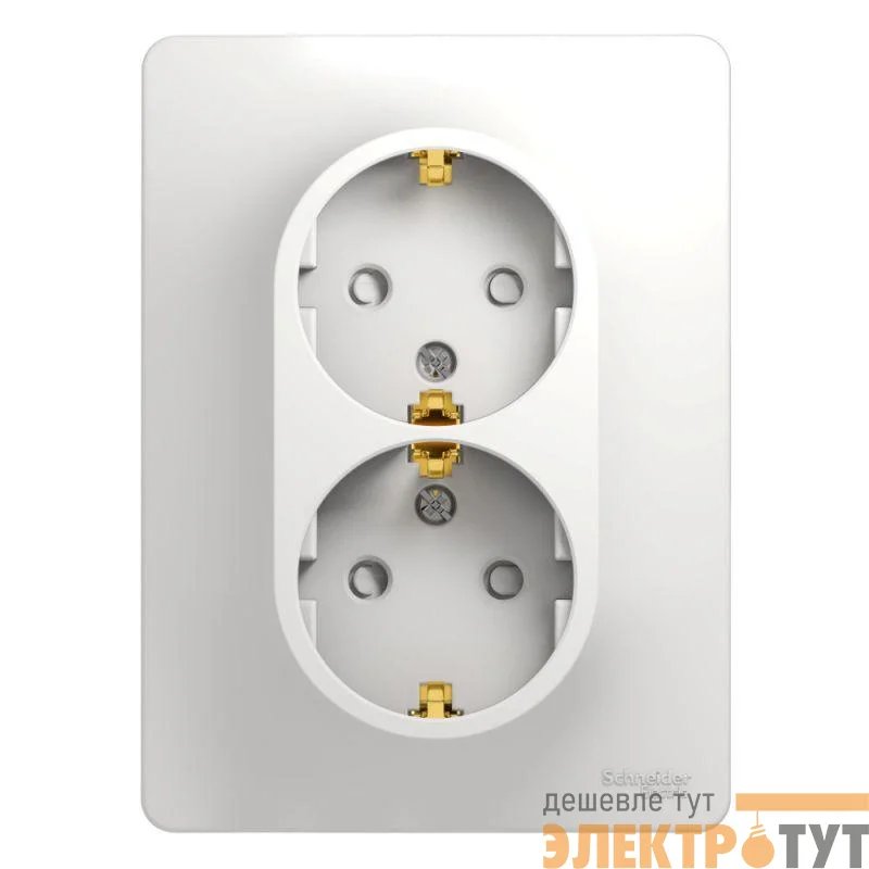 Розетка 2-м СП Glossa 16А IP20 с заземл. защ. шторки в сборе бел. SE GSL000126