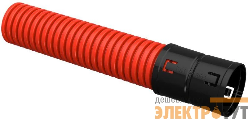 Труба гофрированная двустенная ПНД гибкая d63мм с муфтой красн. (уп.50м) IEK CTG12-063-K04-050-R